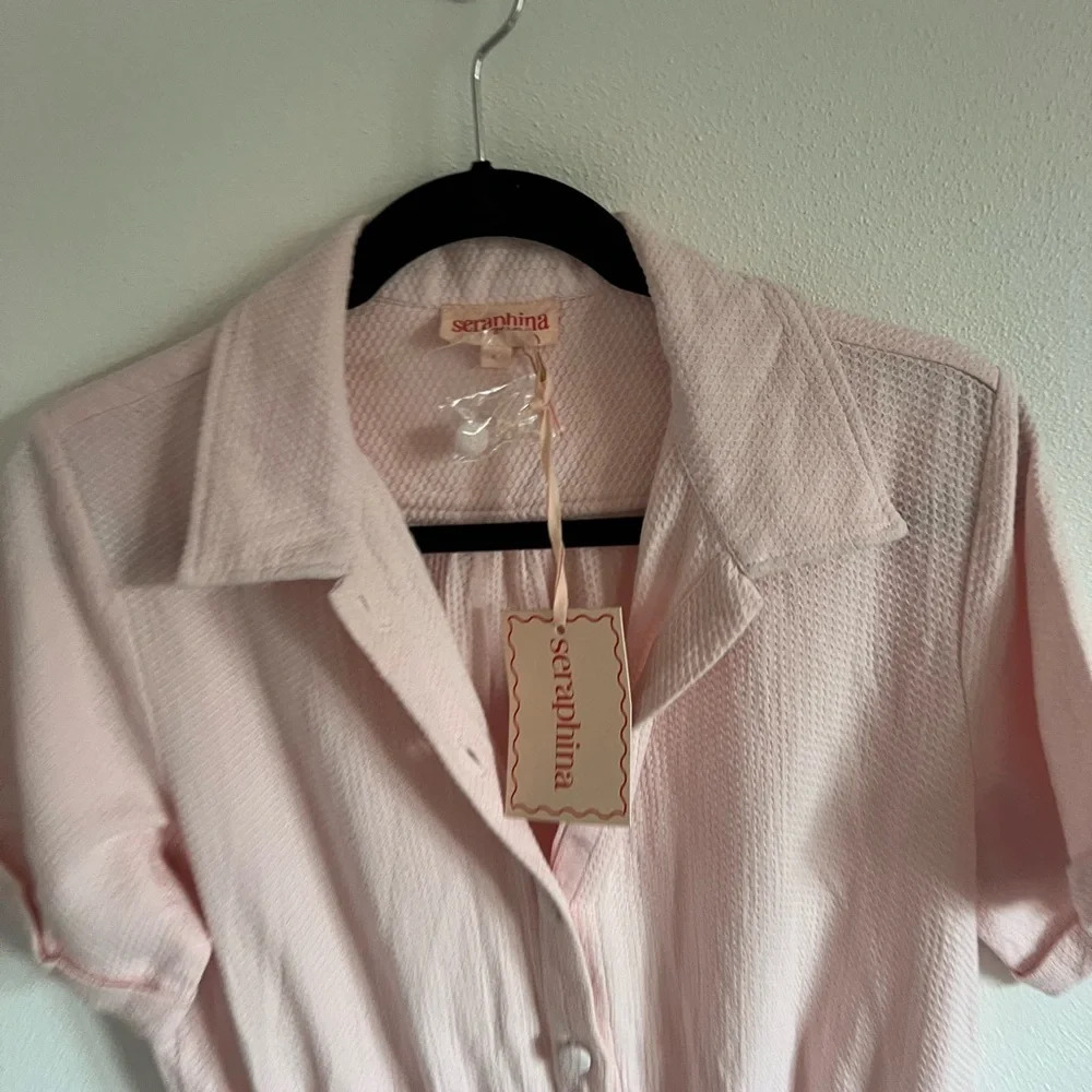 NWT SERAPHINA LONDON Women's The Button Dress, Pink, size large - Picture 5 of 5